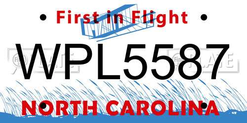 WPL5587 North Carolina License Plate