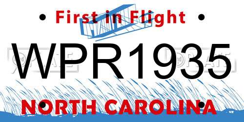 WPR1935 North Carolina License Plate