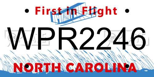 WPR2246 North Carolina License Plate