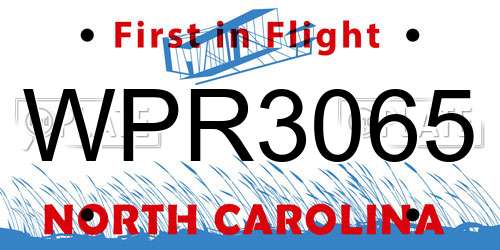 WPR3065 North Carolina License Plate