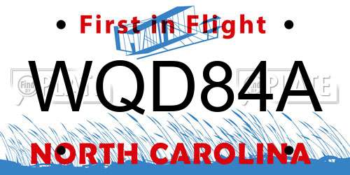 WQD84A North Carolina License Plate