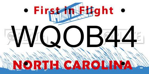 WQOB44 North Carolina License Plate
