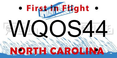 WQOS44 North Carolina License Plate