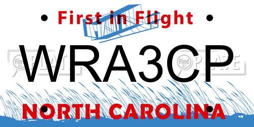 WRA3CP North Carolina License Plate