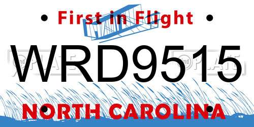 WRD9515 North Carolina License Plate
