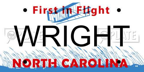 WRIGHT North Carolina License Plate