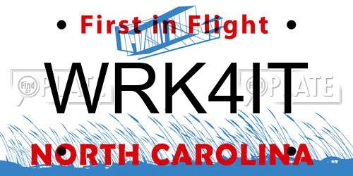 WRK4IT North Carolina License Plate