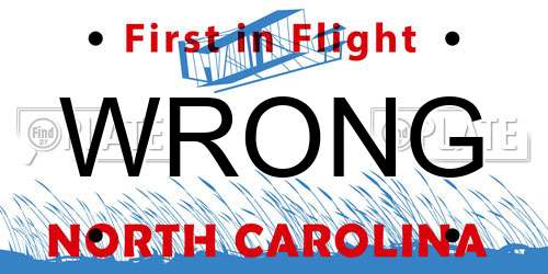 WRONG North Carolina License Plate