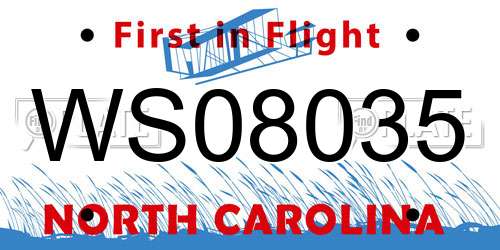 WS08035 North Carolina License Plate
