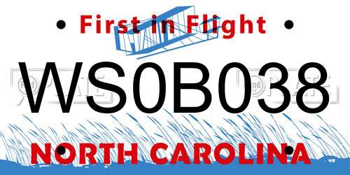 WS0B038 North Carolina License Plate