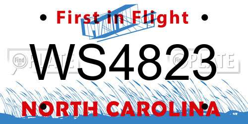 WS4823 North Carolina License Plate