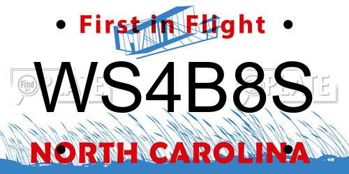 WS4B8S North Carolina License Plate