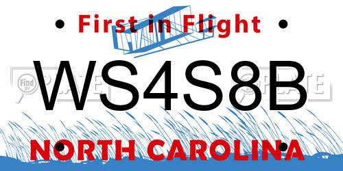 WS4S8B North Carolina License Plate