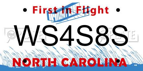 WS4S8S North Carolina License Plate