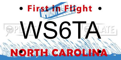 WS6TA North Carolina License Plate