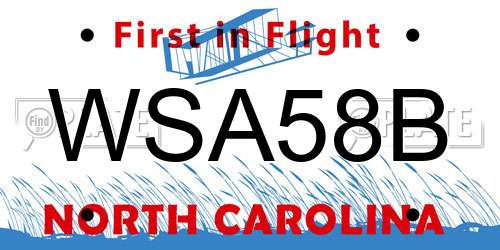 WSA58B North Carolina License Plate