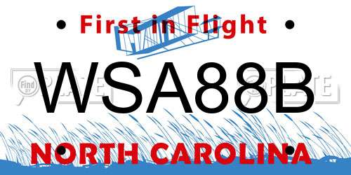 WSA88B North Carolina License Plate