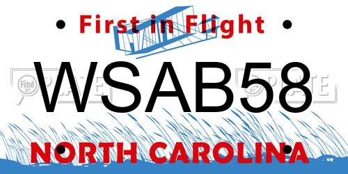 WSAB58 North Carolina License Plate
