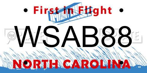 WSAB88 North Carolina License Plate