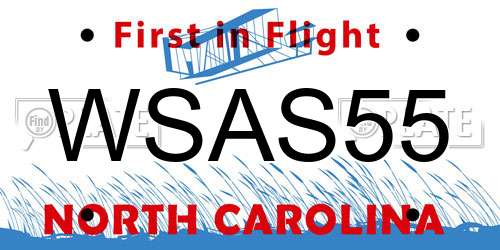 WSAS55 North Carolina License Plate