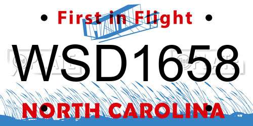 WSD1658 North Carolina License Plate