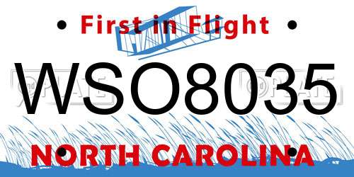WSO8035 North Carolina License Plate