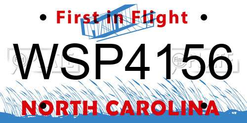 WSP4156 North Carolina License Plate