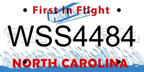 WSS4484 North Carolina License Plate