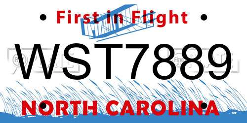 WST7889 North Carolina License Plate