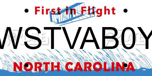 WSTVAB0Y North Carolina License Plate