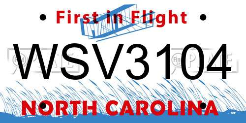 WSV3104 North Carolina License Plate