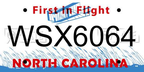 WSX6064 North Carolina License Plate