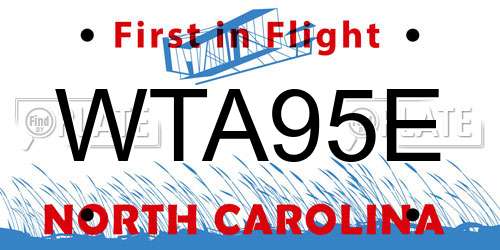 WTA95E North Carolina License Plate
