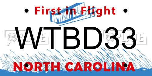 WTBD33 North Carolina License Plate