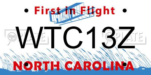 WTC13Z North Carolina License Plate