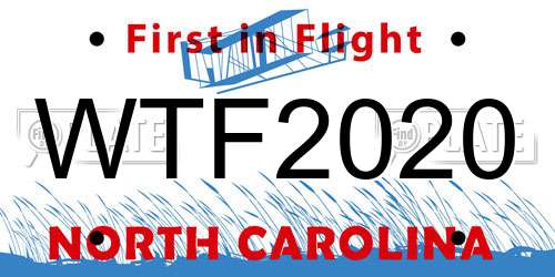 WTF2020 North Carolina License Plate