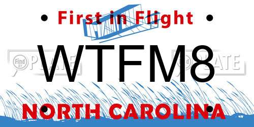 WTFM8 North Carolina License Plate
