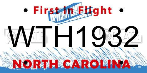 WTH1932 North Carolina License Plate