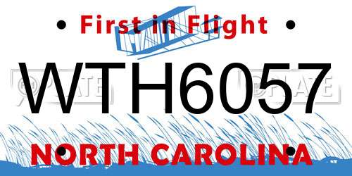 WTH6057 North Carolina License Plate