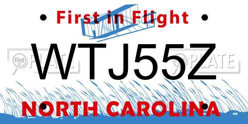 WTJ55Z North Carolina License Plate