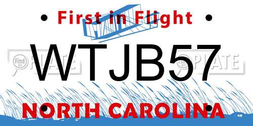 WTJB57 North Carolina License Plate