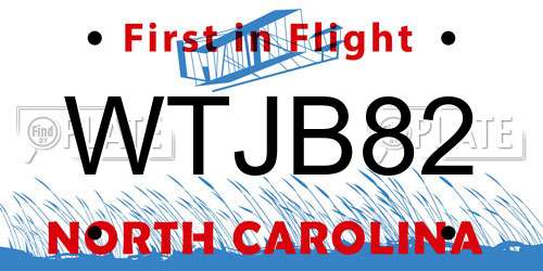 WTJB82 North Carolina License Plate