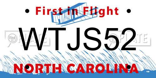 WTJS52 North Carolina License Plate