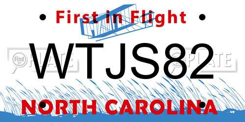 WTJS82 North Carolina License Plate