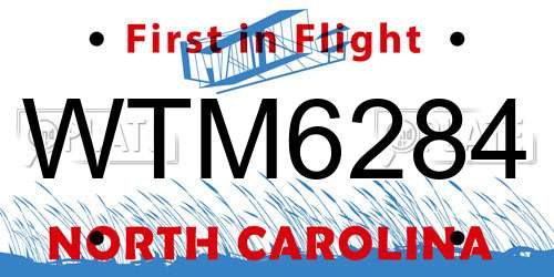 WTM6284 North Carolina License Plate