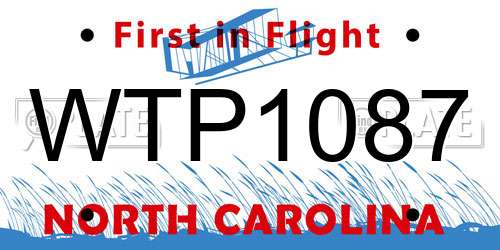 WTP1087 North Carolina License Plate