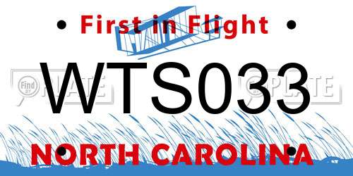 WTS033 North Carolina License Plate