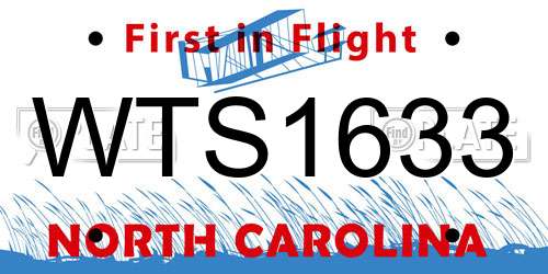 WTS1633 North Carolina License Plate