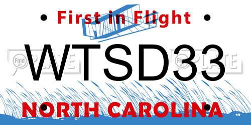 WTSD33 North Carolina License Plate