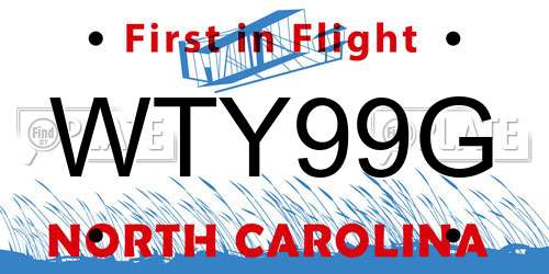 WTY99G North Carolina License Plate